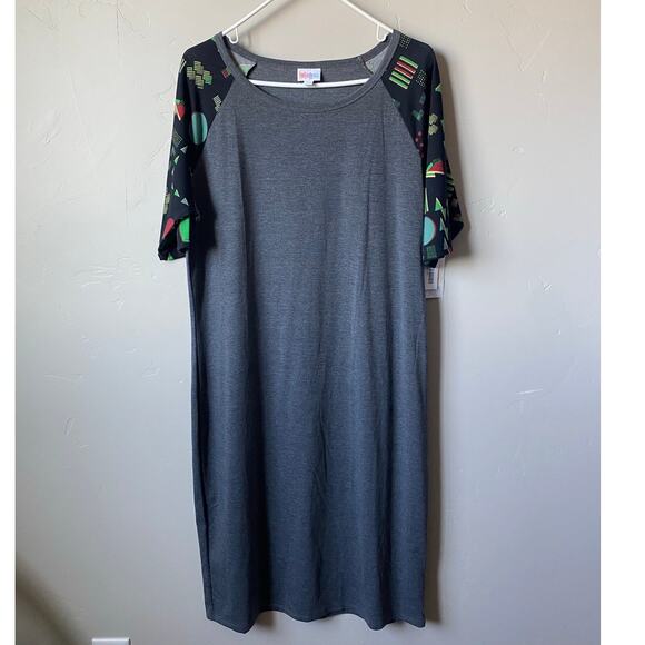 NWT Lularoe Gray Julia Raglan Pencil Dress- Size 2XL - Picture 1 of 9